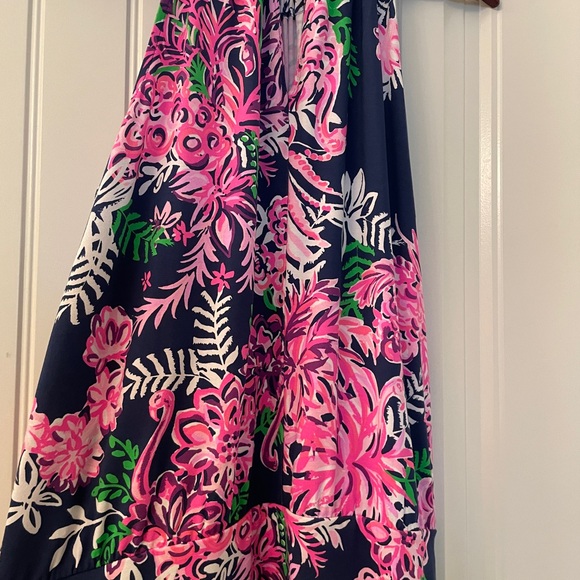 Lilly Pulitzer Bowen Halter Pink and Navy Floral. Size L - Picture 5 of 5